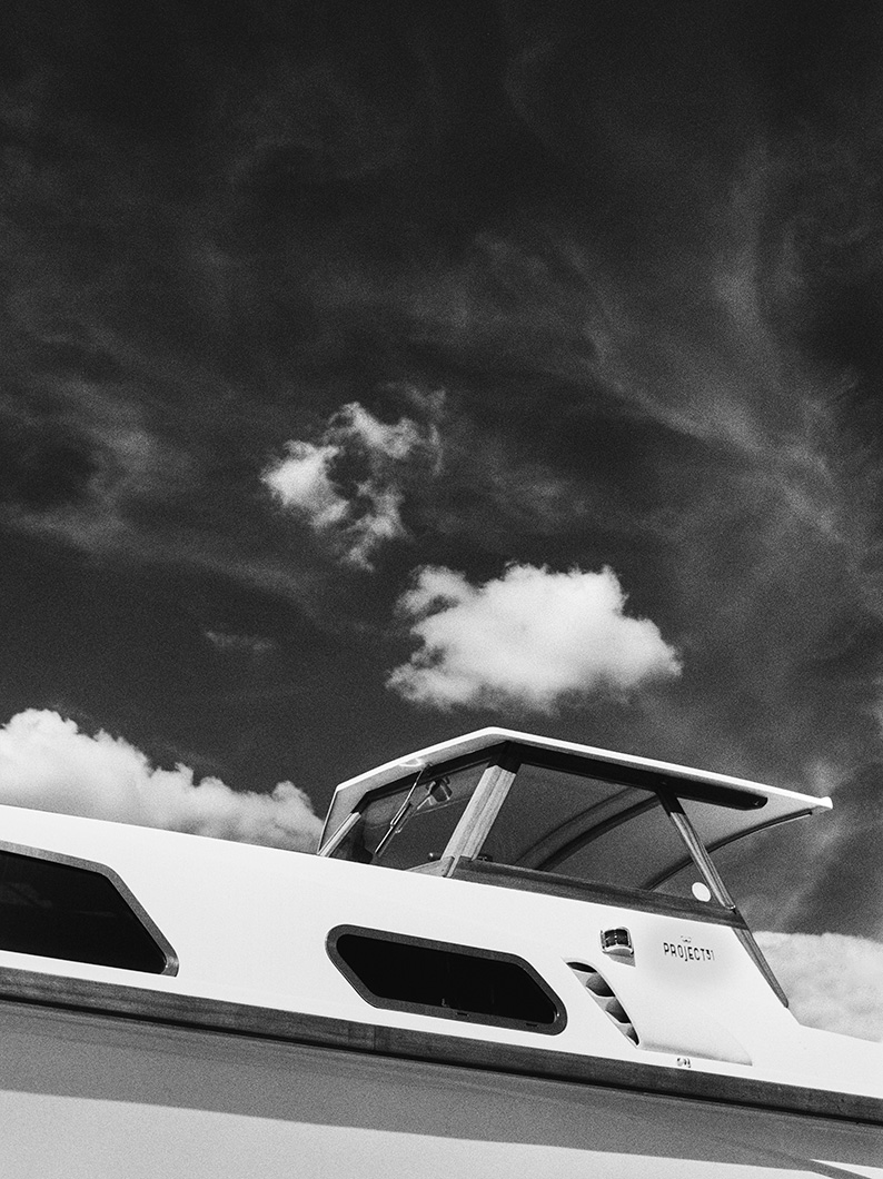 Striking black and white photography of Princess yacht.