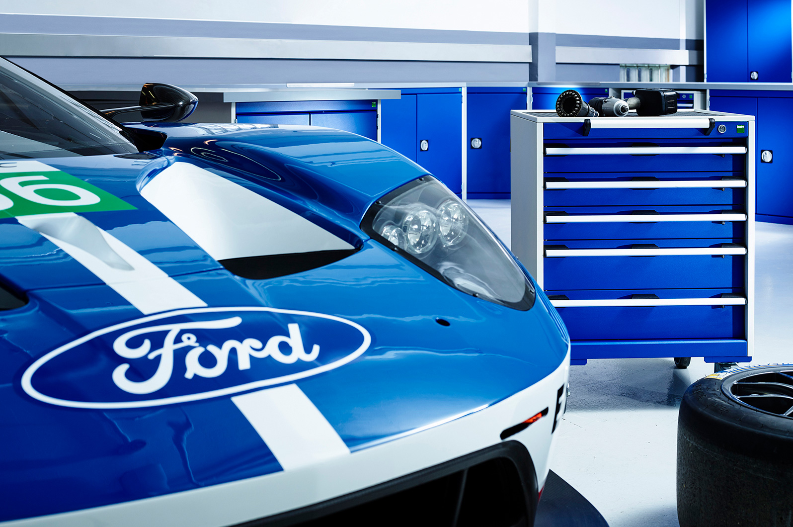 Location image of workshop units at the development center of the Ford GT40 Race car.