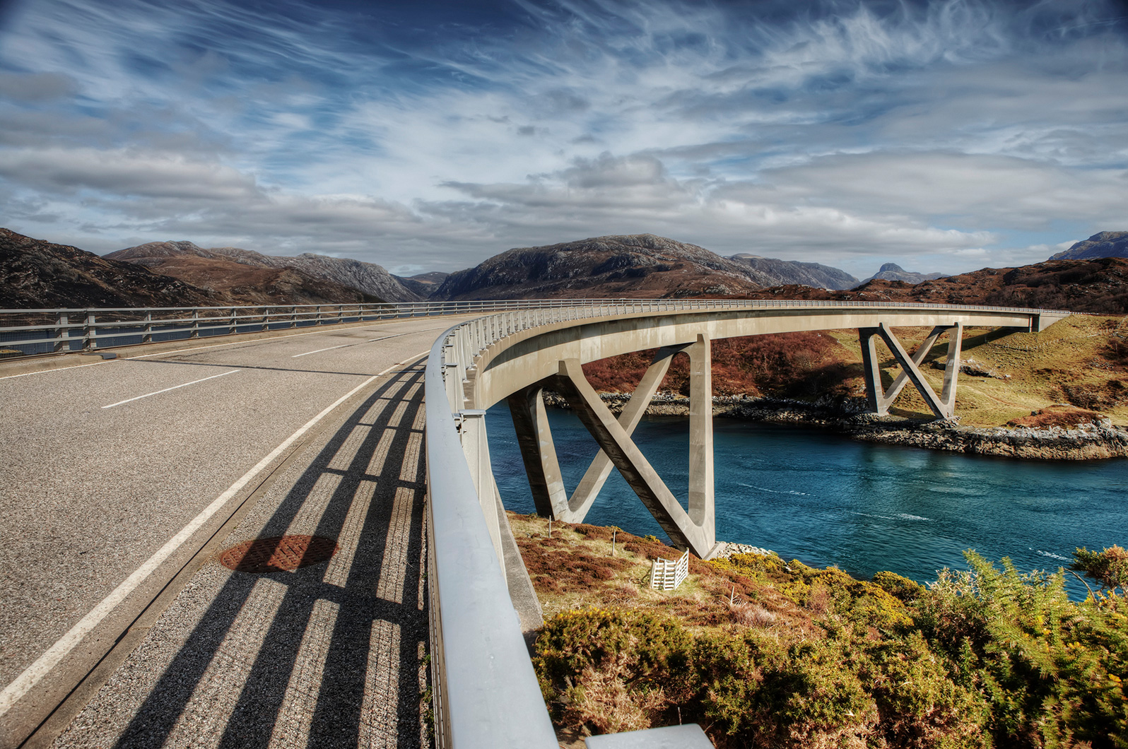 Bridge in the Scottish Highlands. Series of background images shot for Castrol gear box oil promotion.