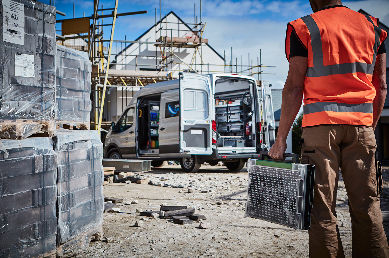 Smartvan location shoot on a working building site involving on-site organisation and co-operation to work alongside the build, whilst getting the very best for Bott.