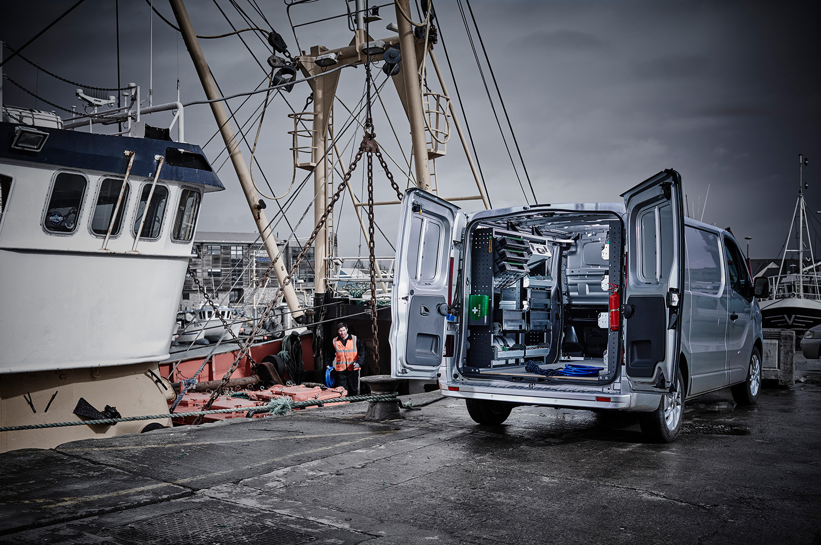 Smart Van. Location shoot at Plymouth fish quay.