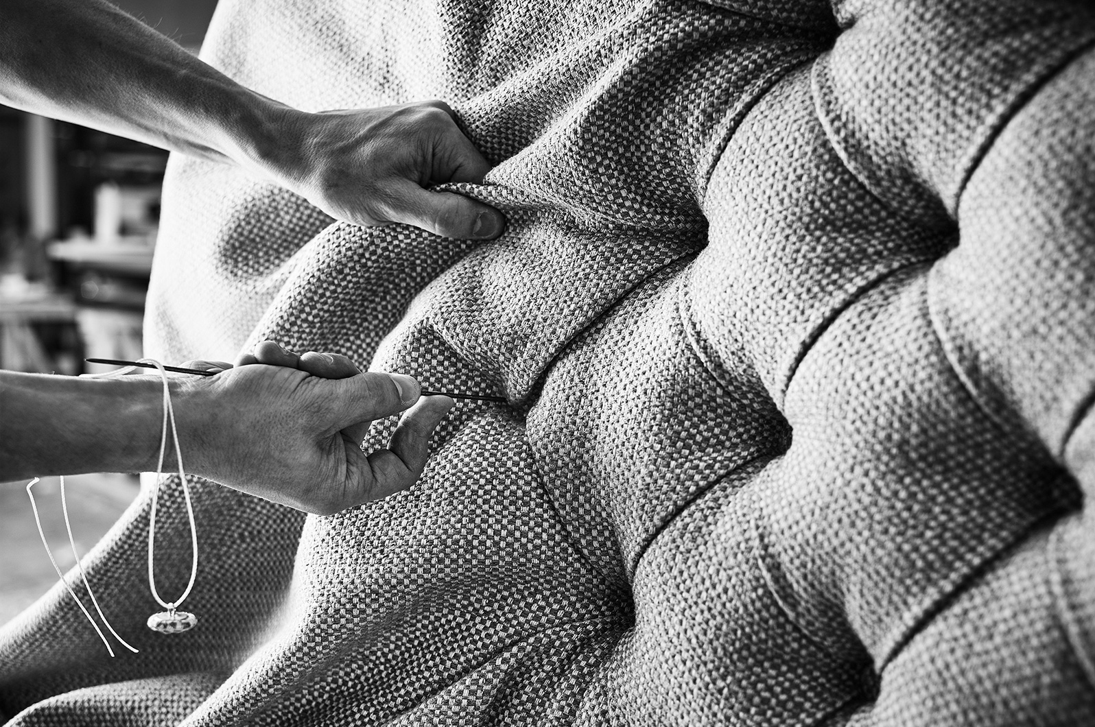 One of a series of black and white images shot in the  factory to visually portray the hands on approach to the creation of the furniture.